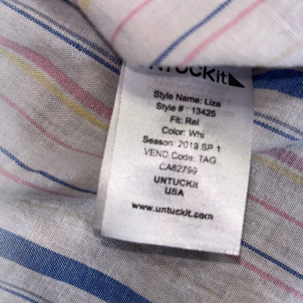 UNTUCKit Liza Shirt Medium White Multi Stripe Linen Cotton Blend Long Sleeve - Picture 8 of 9